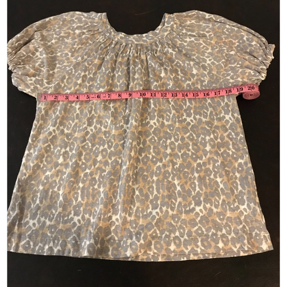 Anthropologie Maeve Leopard Print Puff Sleeve 100% Linen Top - Small - Picture 4 of 8